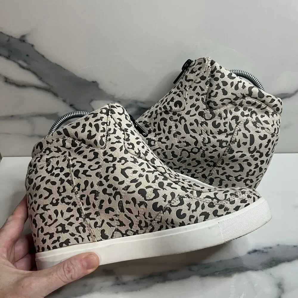 Coconuts by Matisse Women's Cheetah Print Wedge Sneaker Long Live Boot Sz 8